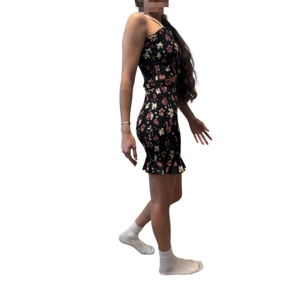Floral Crop Top & Skirt Set 🌸 Black – Size S, NWT, Stretchy & Comfy!